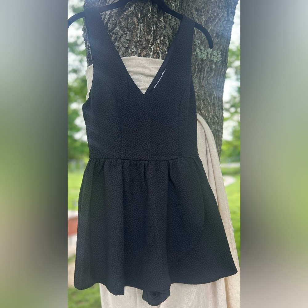 *VINTAGE* LUSH black romper … wrap mini skort size small